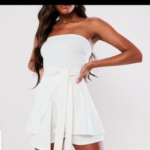 Missguided White Bandeau Tie Waist Skort Playsuit